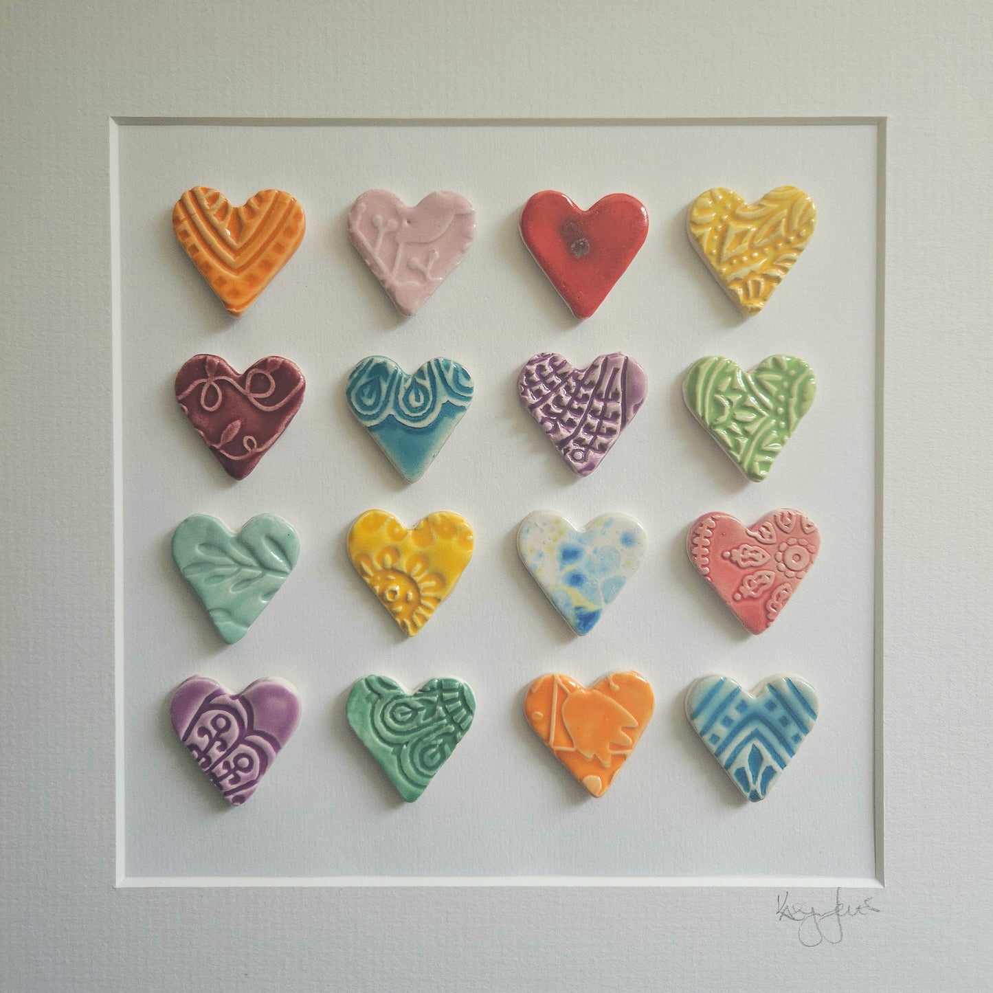 Framed Hearts in Bright Colours