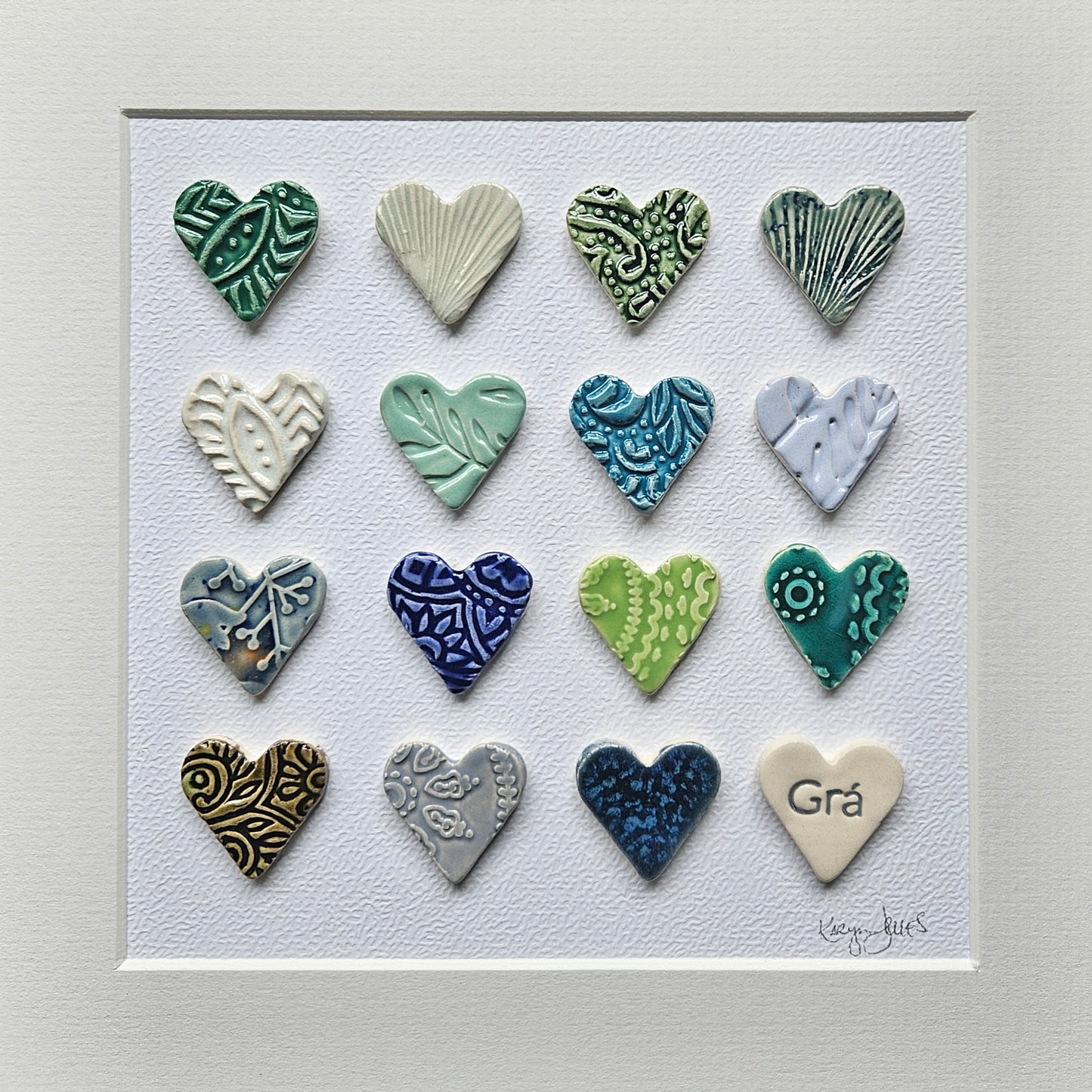 Framed Hearts in Sea Colours with Grá