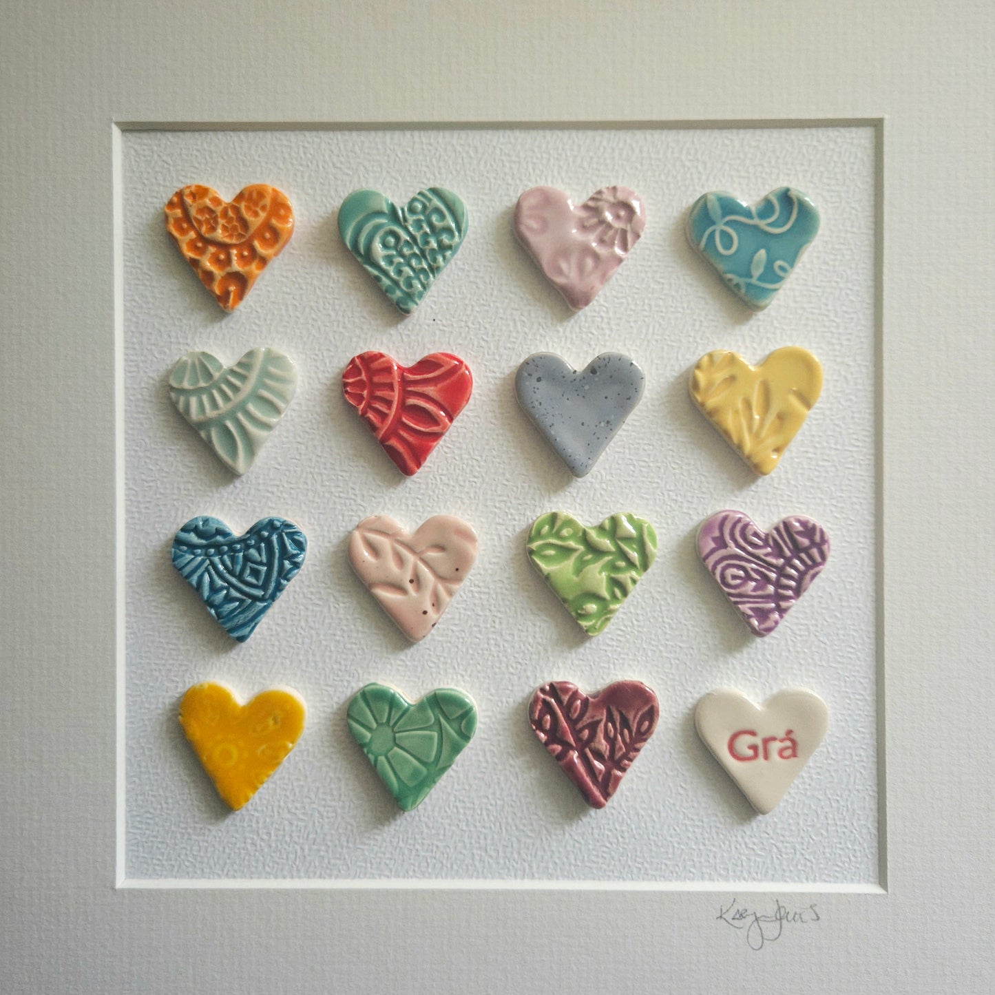Framed Hearts in Bright Colours with Grá