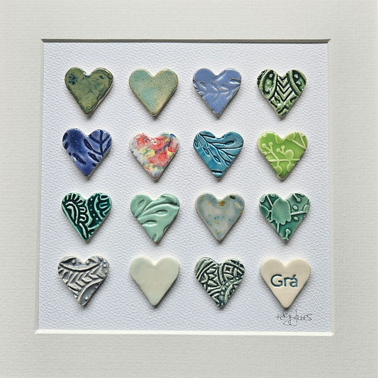 Framed Hearts in Sea Colours with Grá