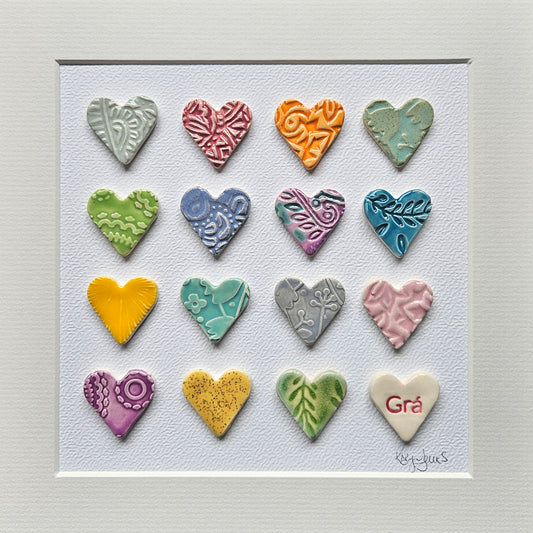 Framed Hearts in Bight Colours with Grá