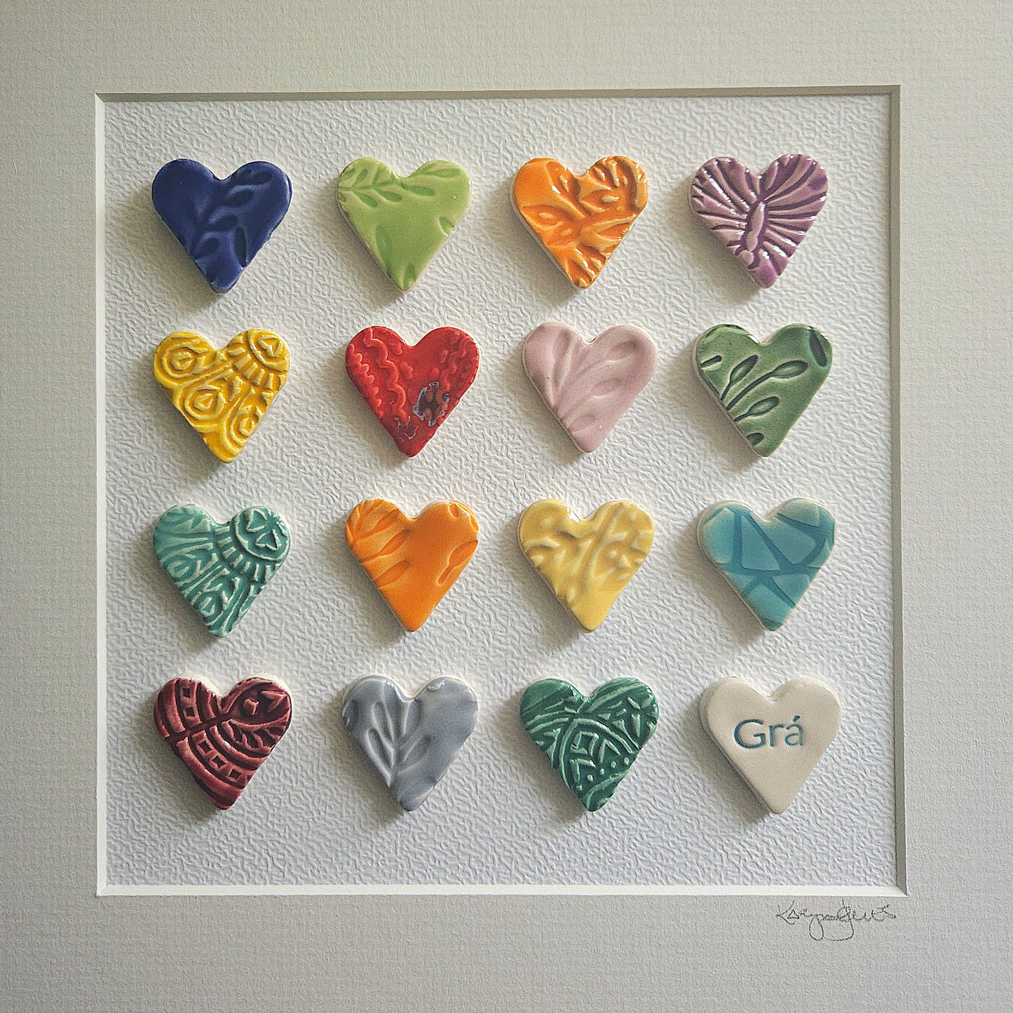 Framed Hearts in Bright Colours with Grá