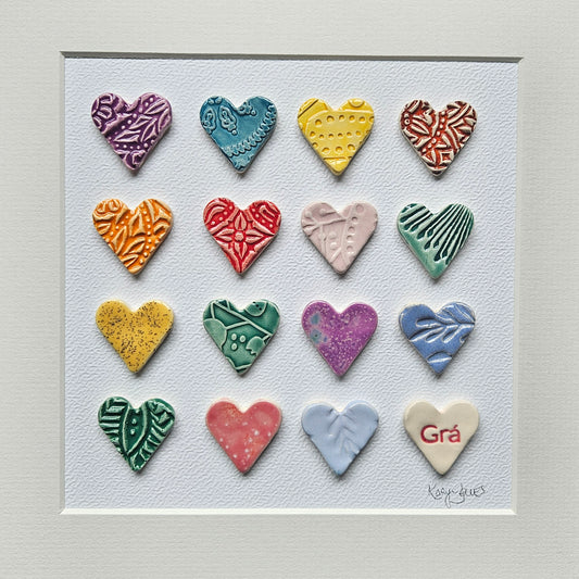 Framed Hearts in Bight Colours with Grá