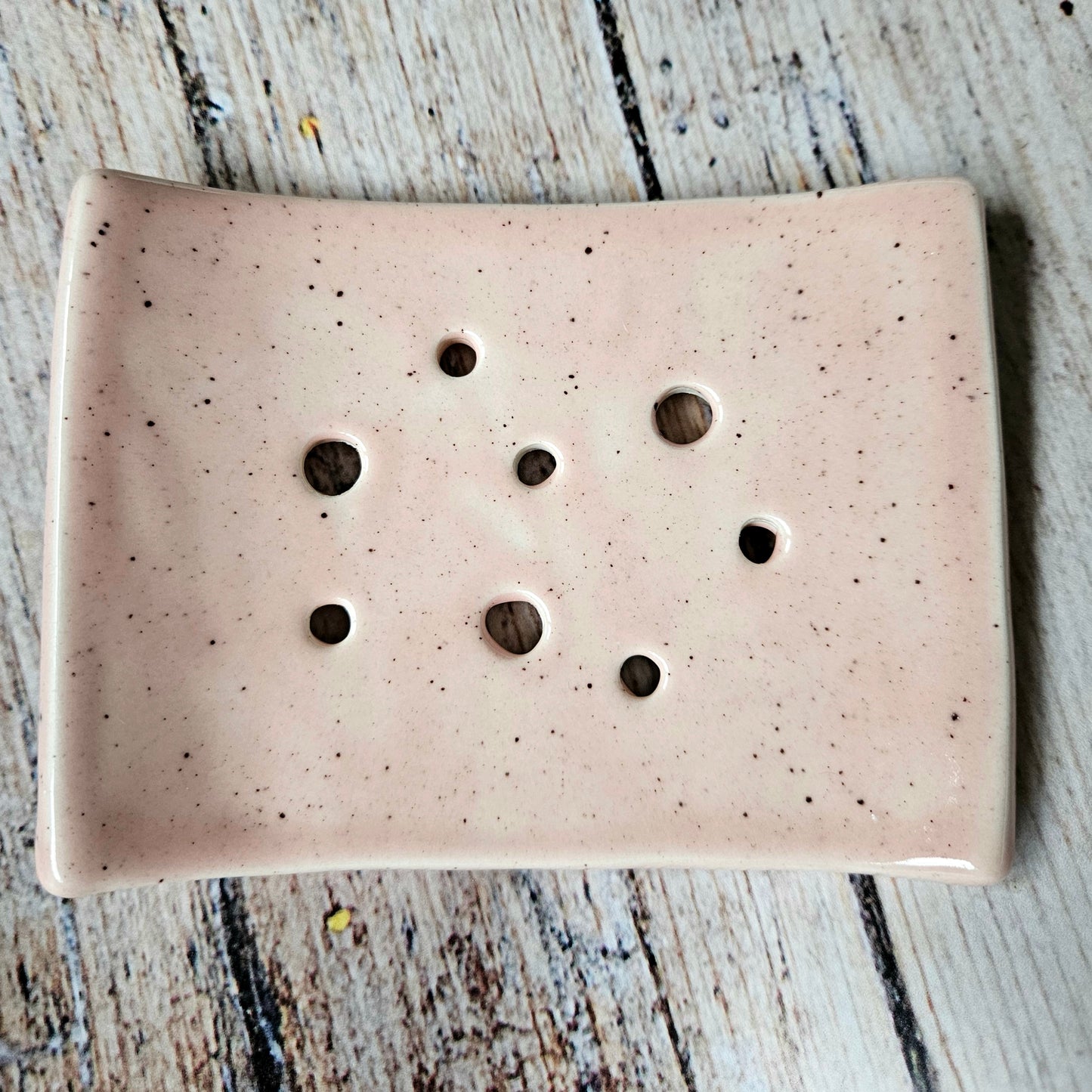 Pale Speckled Pink Soap Dish