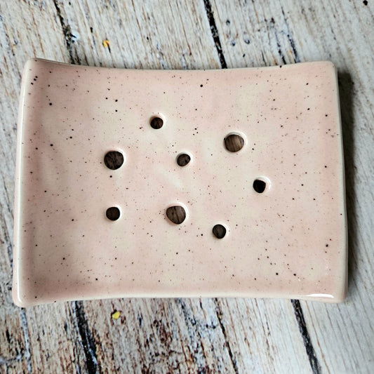 Pale Speckled Pink Soap Dish