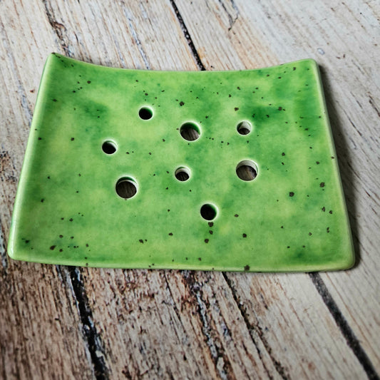 Bright Speckled Green Soap Dish