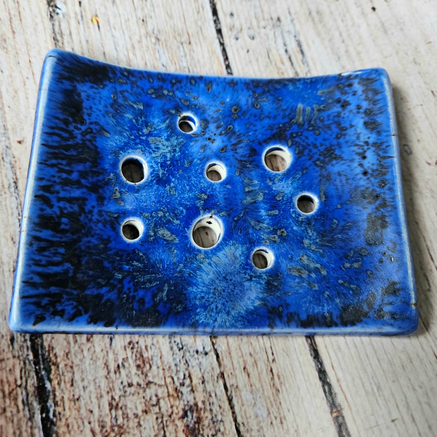 Deep Speckled Blue Soap Dish