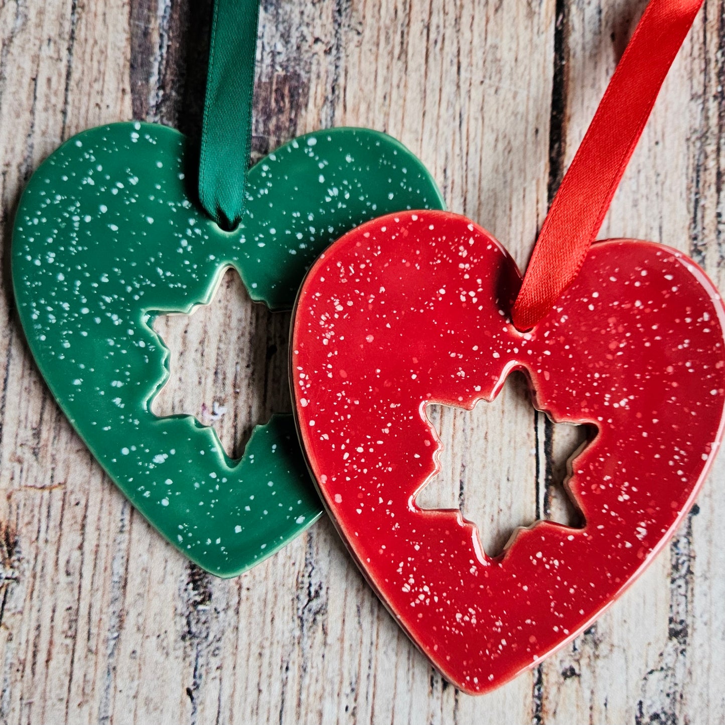 Speckled Heart with cut out Snowflake