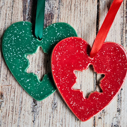 Speckled Heart with cut out Snowflake