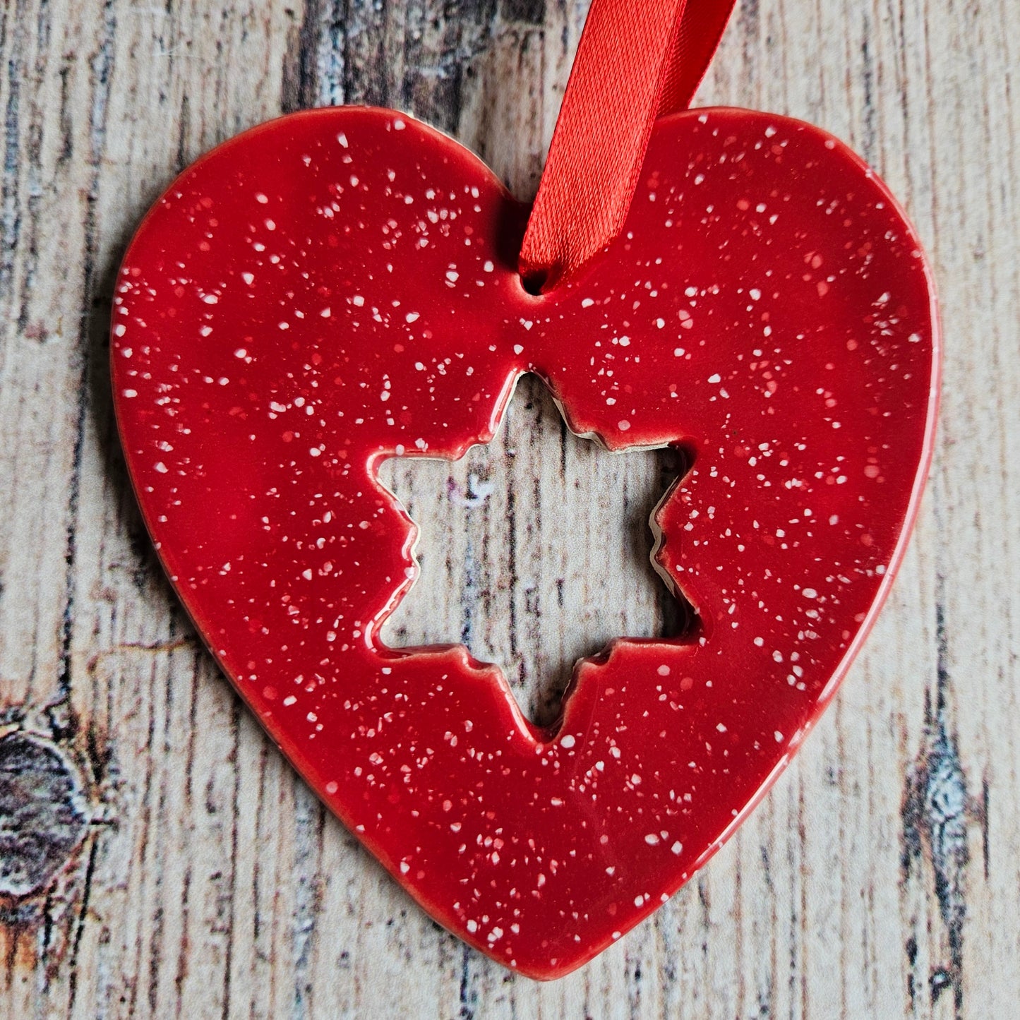 Speckled Heart with cut out Snowflake
