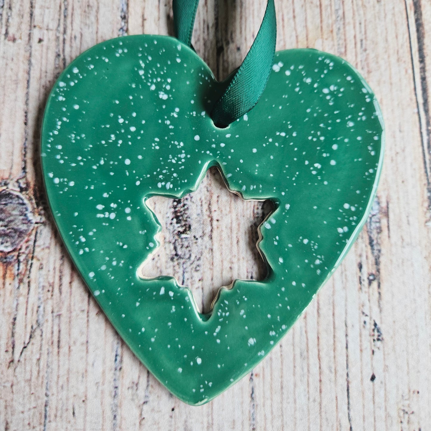 Speckled Heart with cut out Snowflake