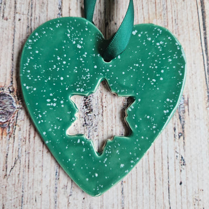 Speckled Heart with cut out Snowflake