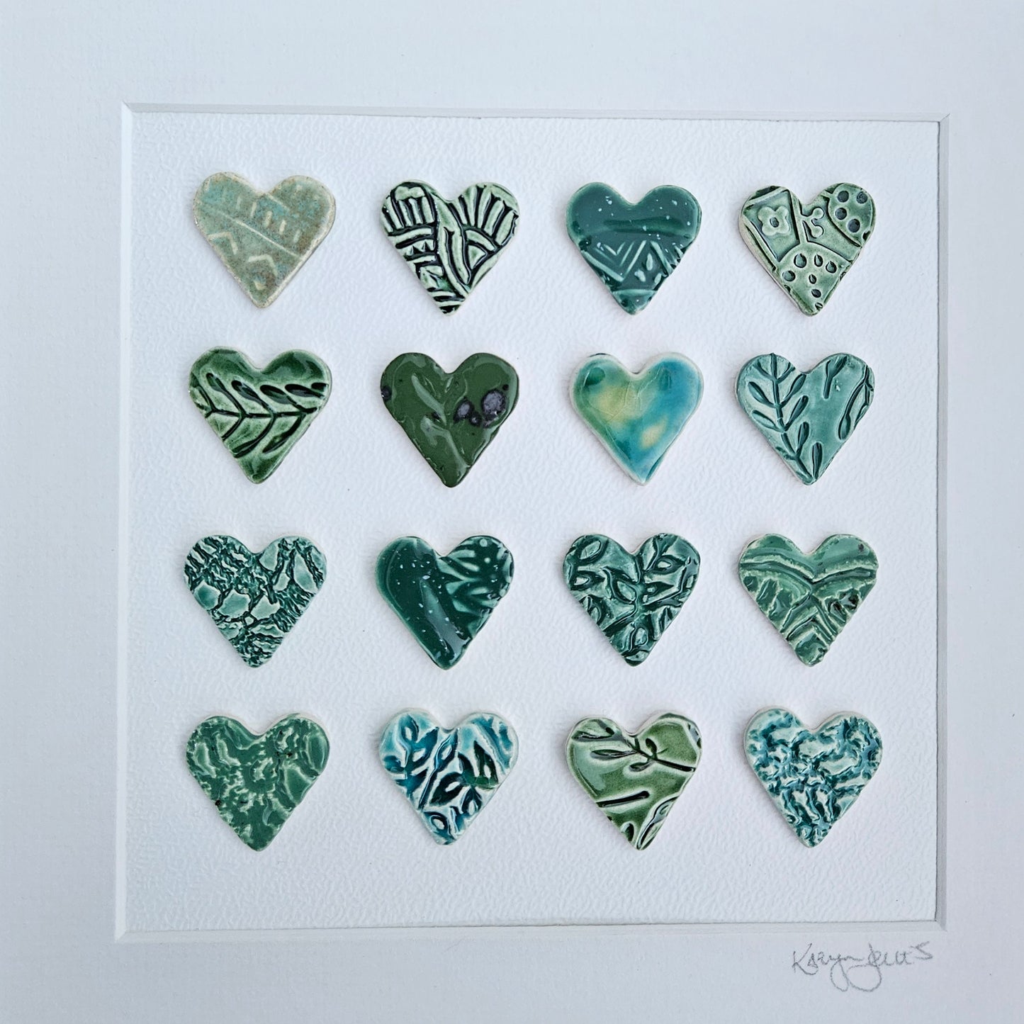 Framed Hearts in Greens