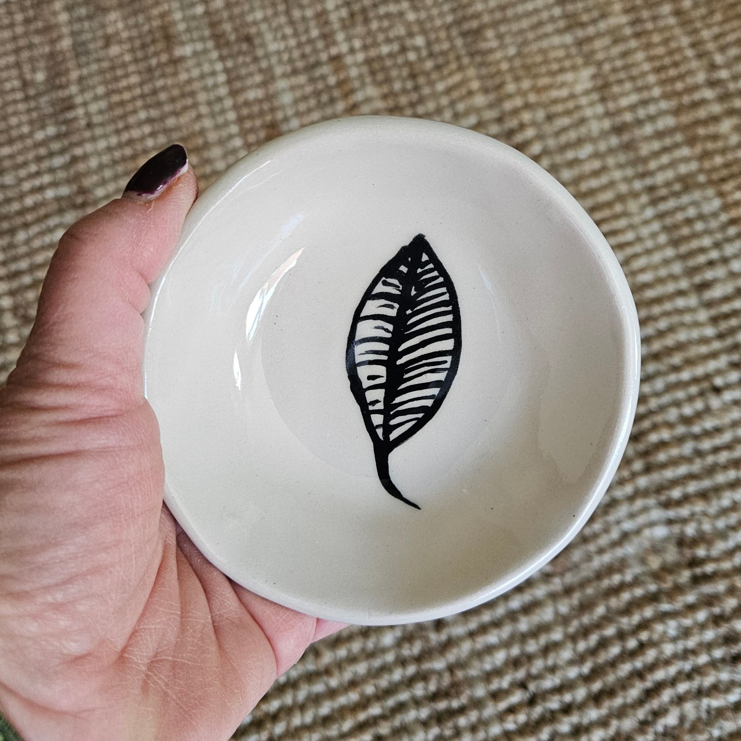 Black Leaves Plate and Bowl Set