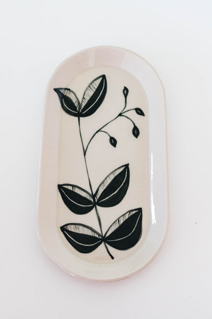 Flowers in Dark Green Plate and Bowl Set