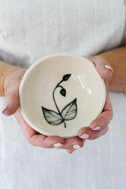 Flowers in Dark Green Plate and Bowl Set
