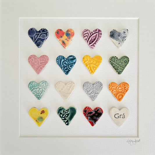 Framed Hearts in Bight colours with Grá