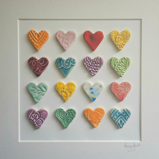 Framed Hearts in Bright Colours