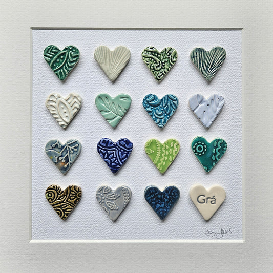 Framed Hearts in Sea Colours with Grá