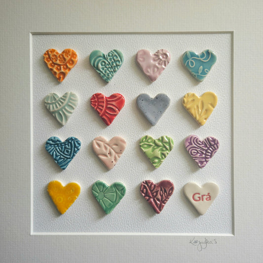 Framed Hearts in Bright Colours with Grá
