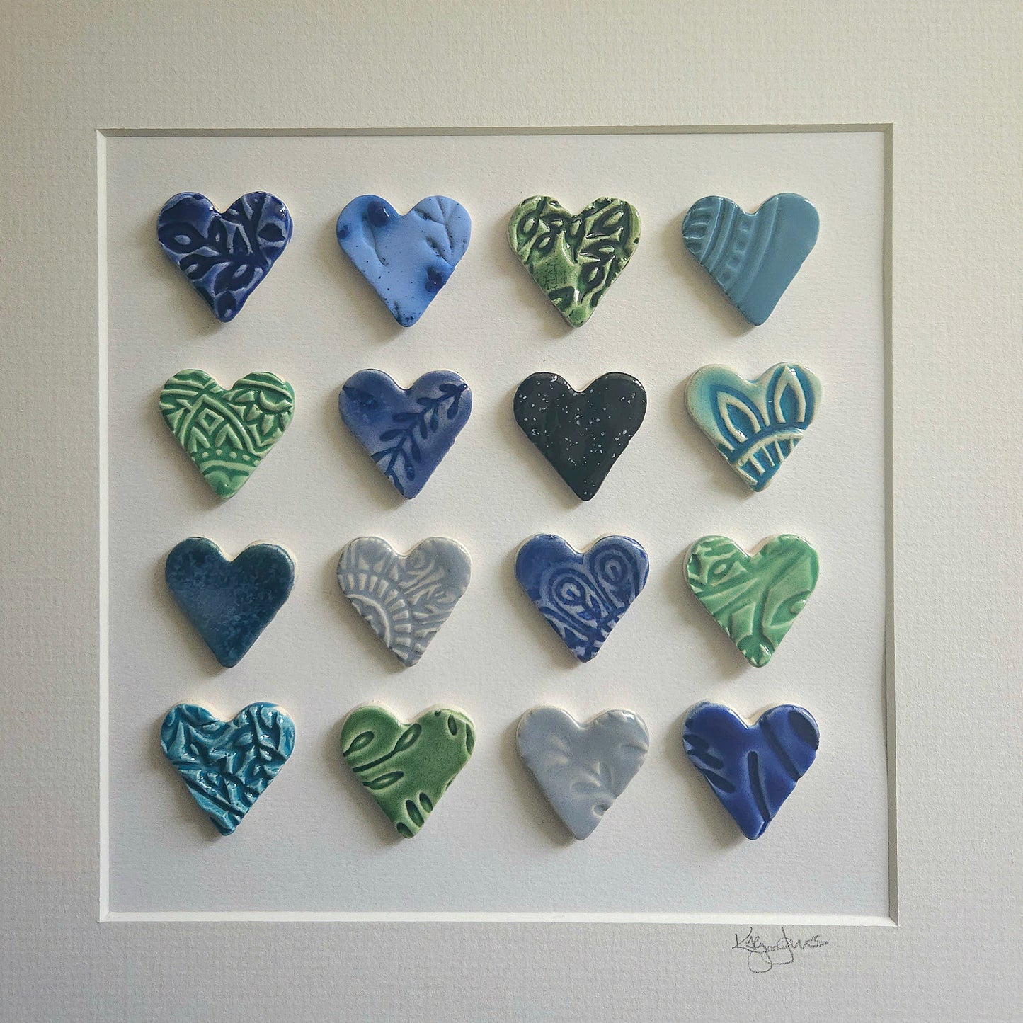 Framed Hearts in Sea Colours