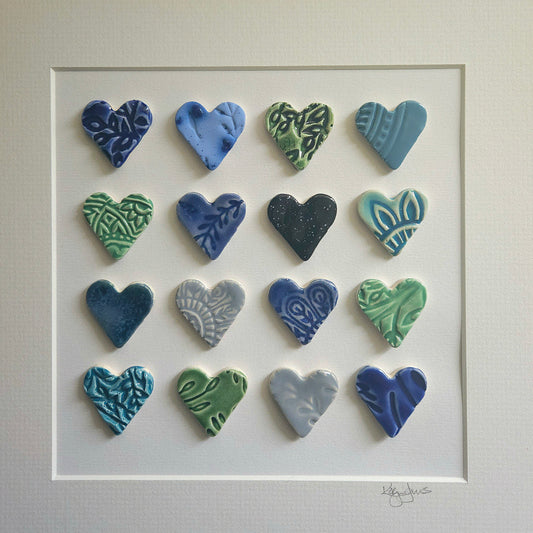 Framed Hearts in Sea Colours