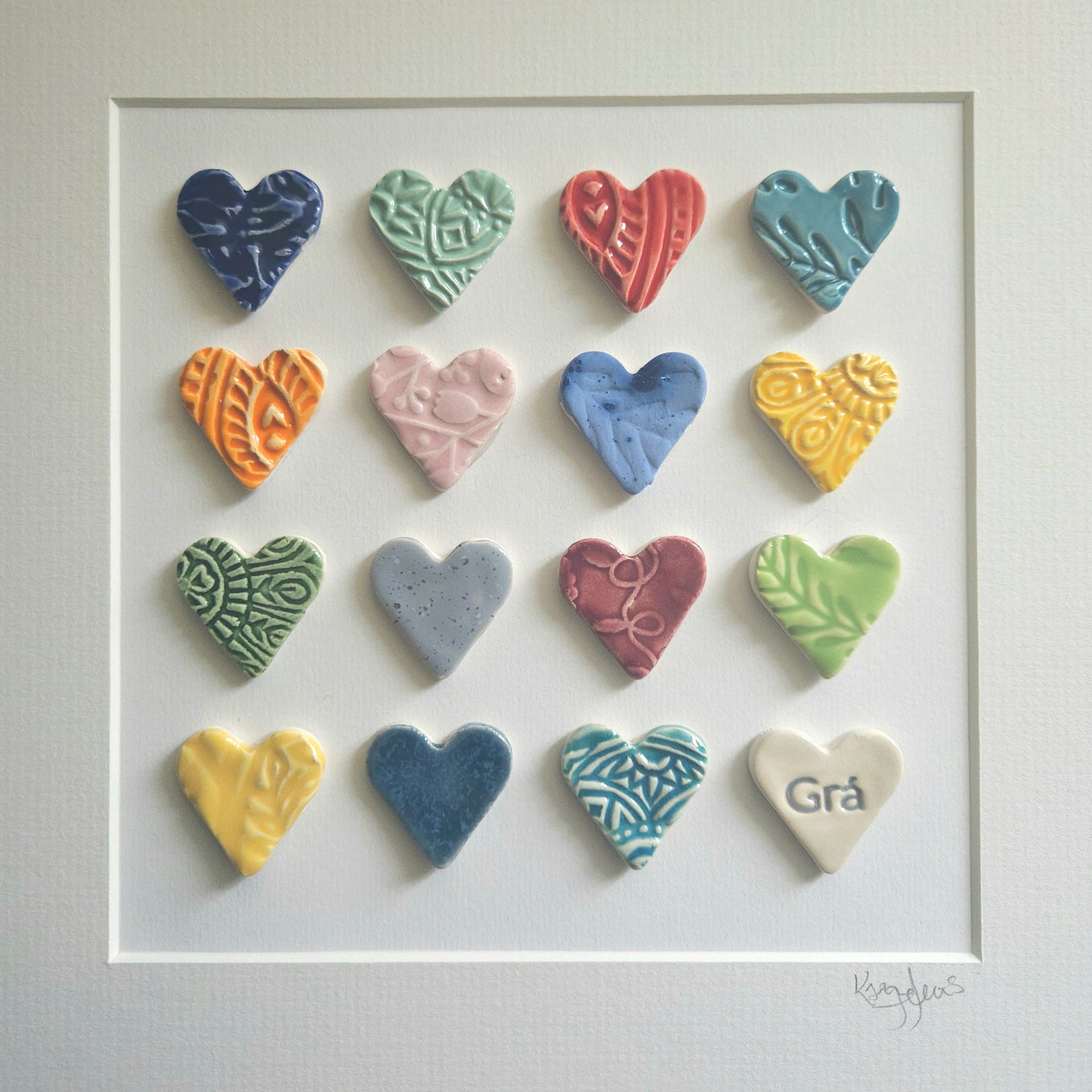 Framed Hearts in Bight Colours with Grá