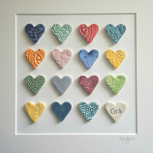 Framed Hearts in Bight Colours with Grá