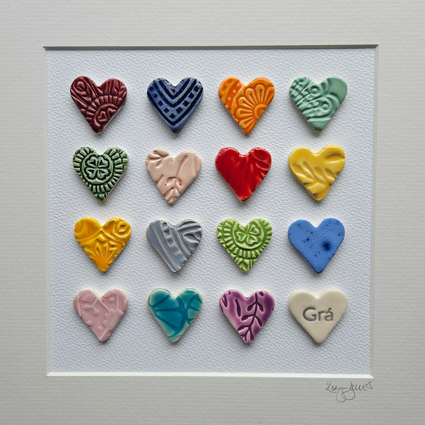 Framed Hearts in Bight Colours with Grá