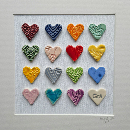 Framed Hearts in Bight Colours with Grá