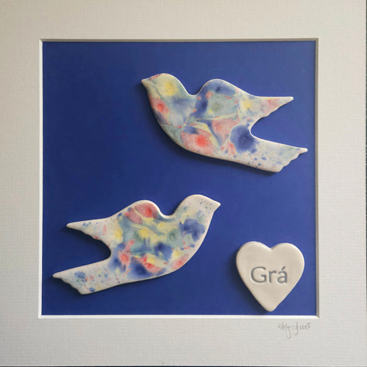 Framed Lovebirds with Grá