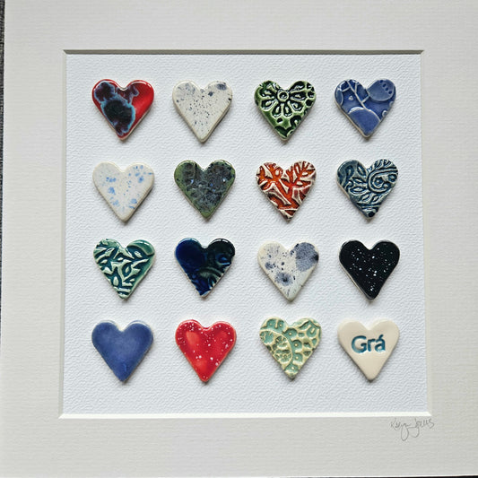 Framed Hearts in Jewel colours with Grá