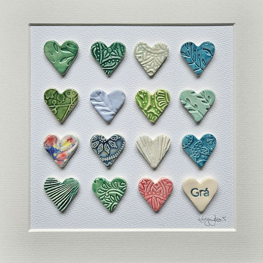 Framed Hearts in Soft Sea Colours with Grá