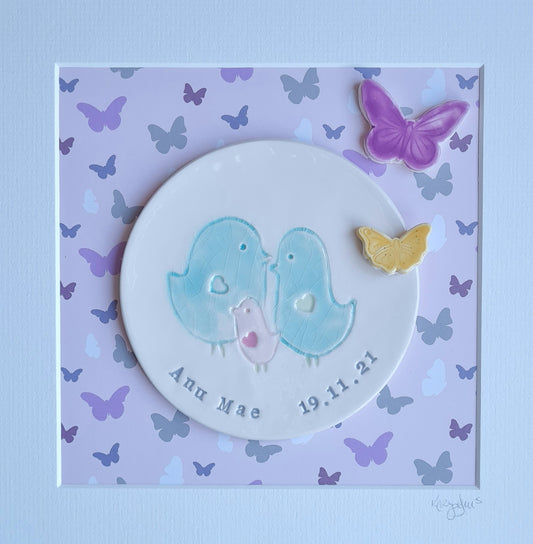 Framed Personalised New Baby Tile