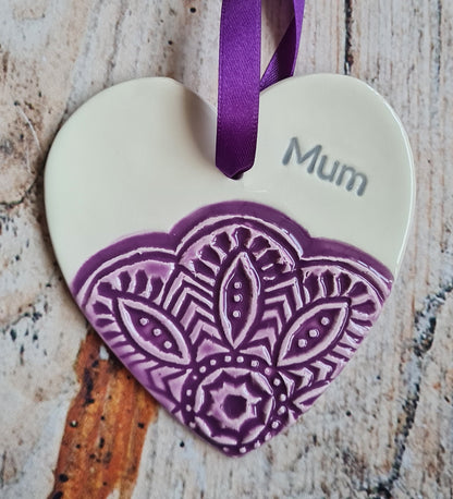 Mum, Nana, Granny Hearts Purple