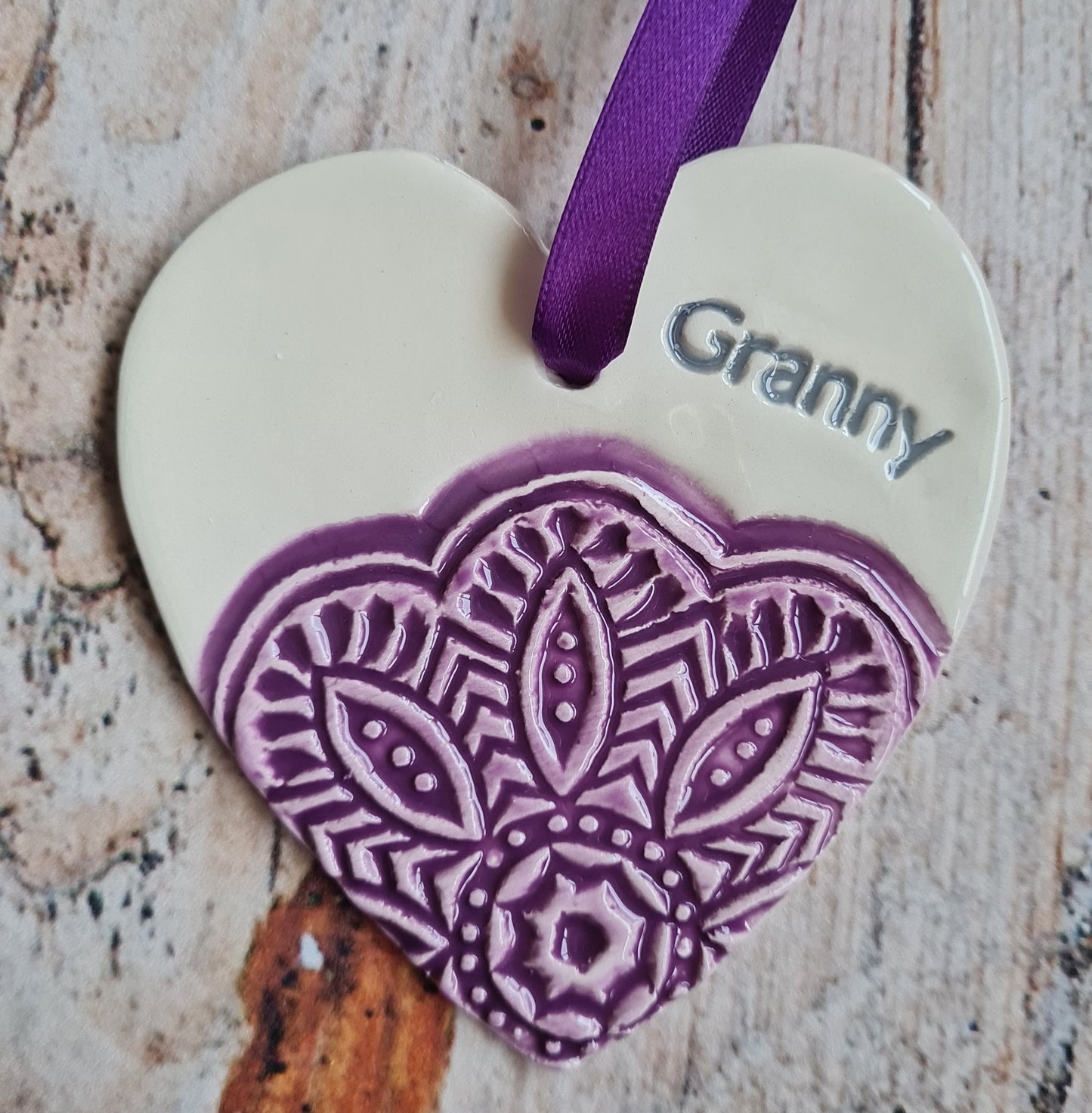 Mum, Nana, Granny Hearts Purple