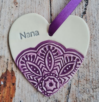 Mum, Nana, Granny Hearts Purple