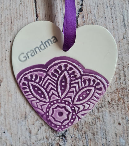 Mum, Nana, Granny Hearts Purple