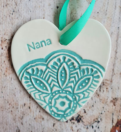 Mum, Nana, Granny Hearts Aqua