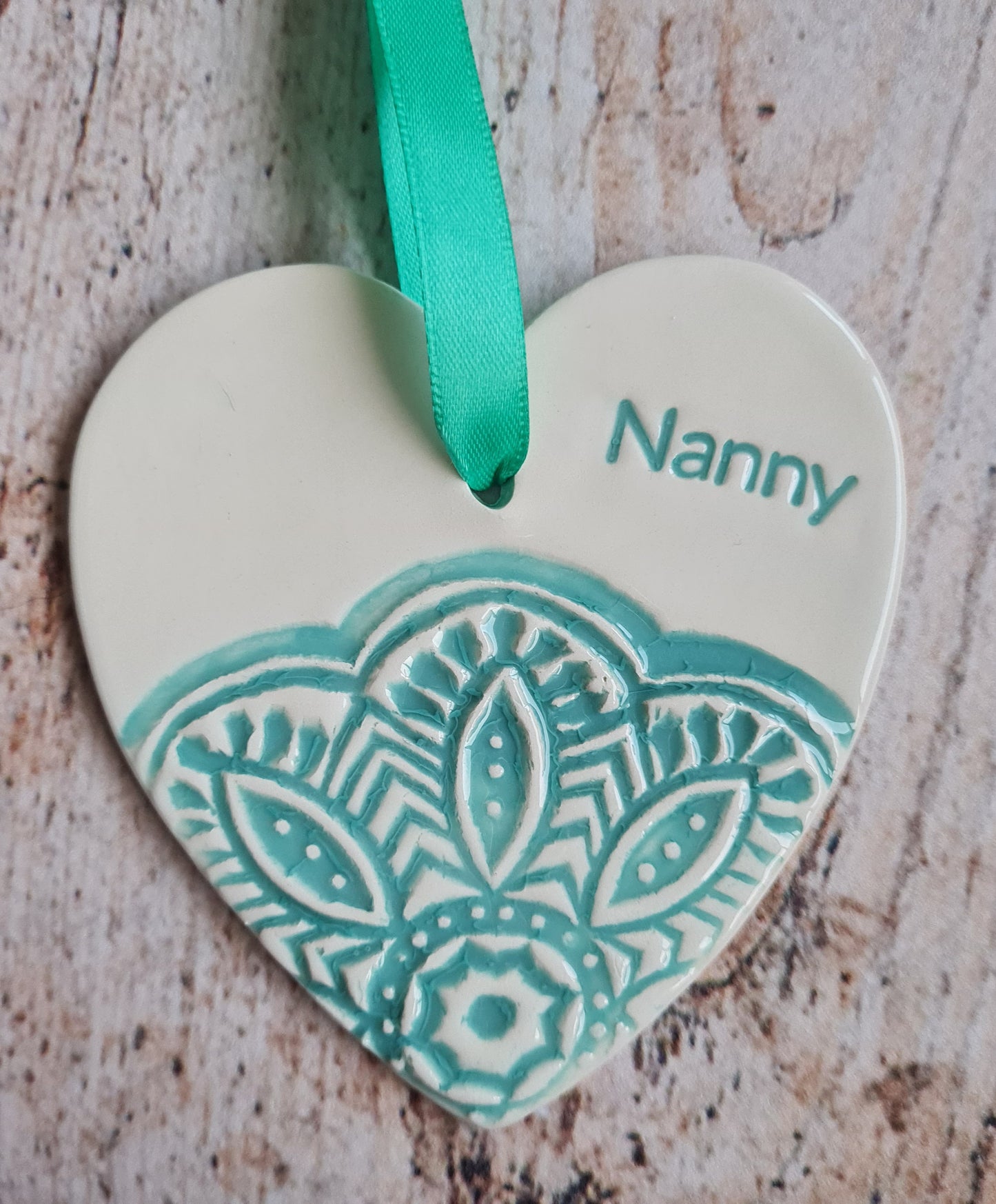 Mum, Nana, Granny Hearts Aqua