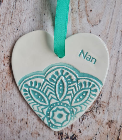 Mum, Nana, Granny Hearts Aqua