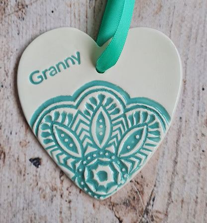 Mum, Nana, Granny Hearts Aqua