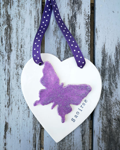 Large Personalised Heart with Butterfly