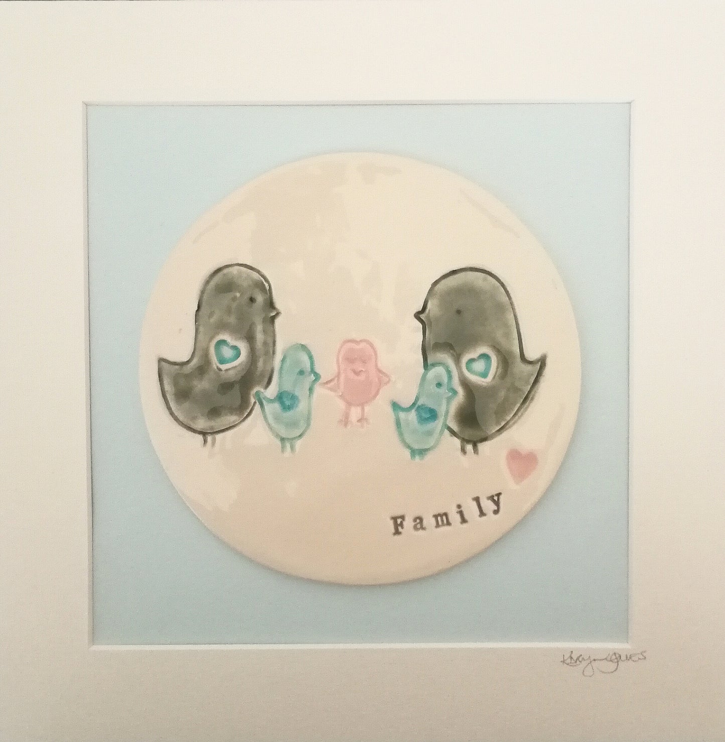 Framed Personalised Bird Family tile