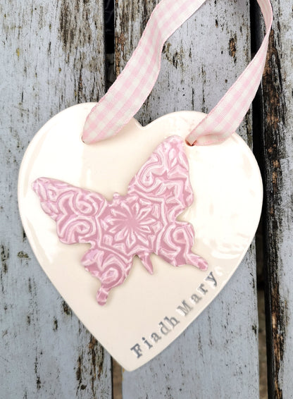 Large Personalised Heart with Butterfly